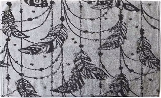 Benjamin Tate Design LTD Black Hand Drawn Bohemian Chic Style Graphic Terry Bath Towel