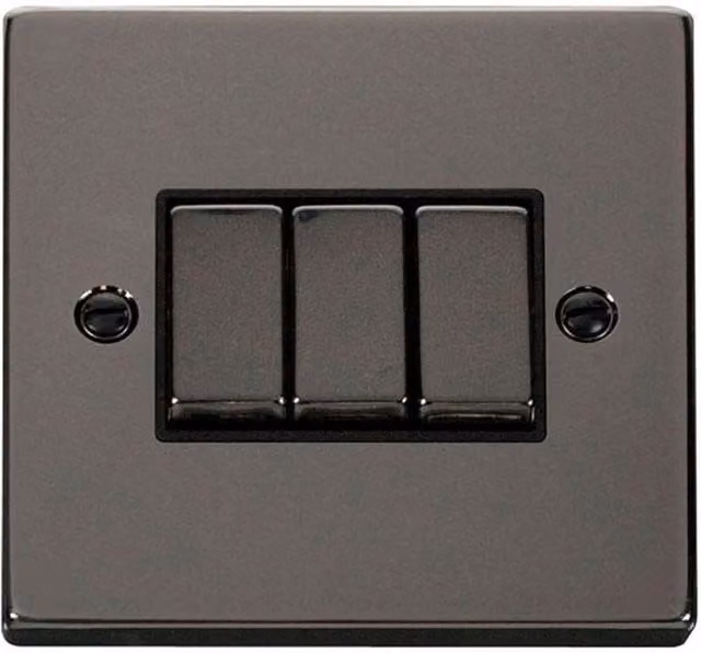 SE Home Black Nickel 3 Gang 2 Way Ingot Flush Light Switch