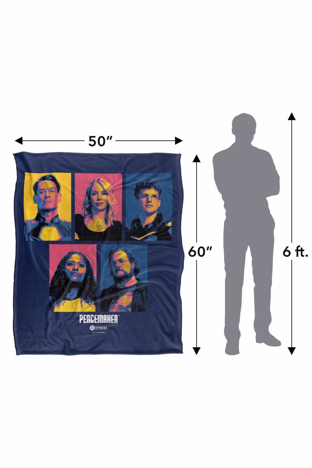 Warner Bros. Peacemaker Season Two Character Squares Silky Touch Super Soft Fluffy Polyester Throw, Multicolour, Large – 3