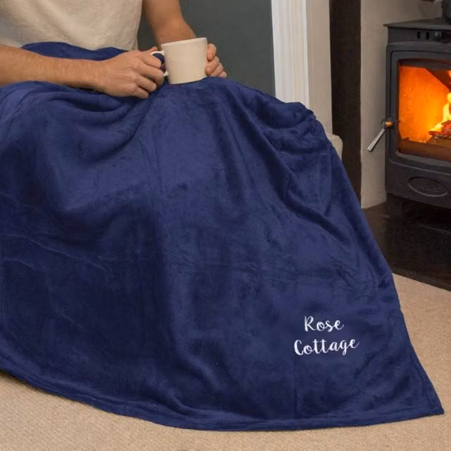 Duncan Stewart Personalised Ultra Soft Fluffy Polyester Blanket Throw in Navy Blue
