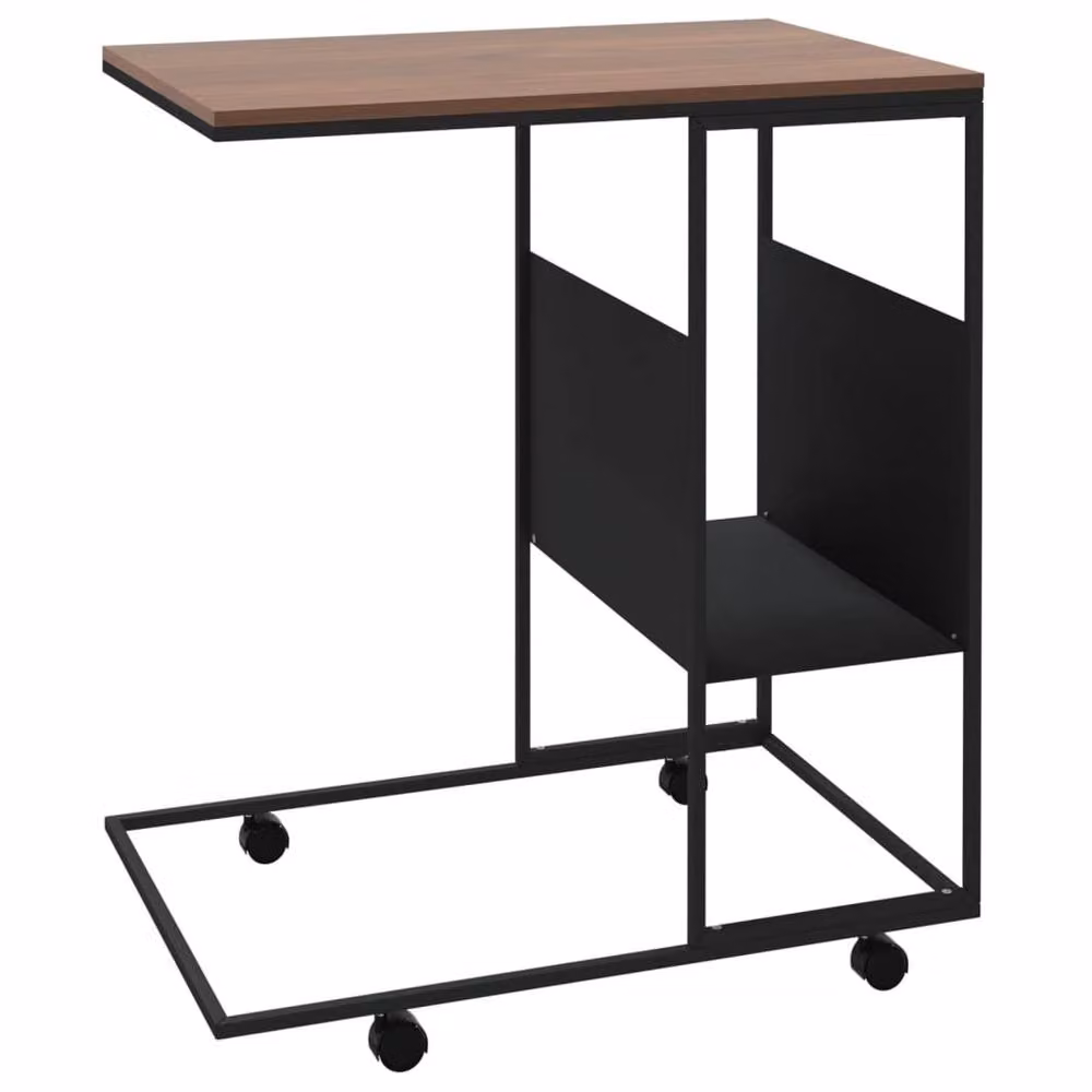 Berkfield Home Side Table with Wheels in Black, W: 55 cm, D: 36 cm, H: 63.5 cm – 3