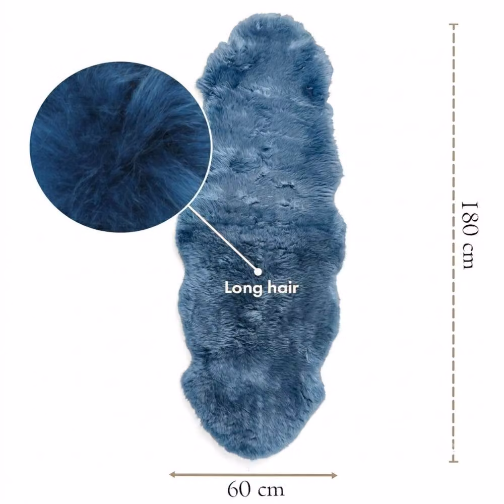 Infinity Leather Blue Genuine Sheepskin Wool Rug, W/D: 180 x 60 cm – 3