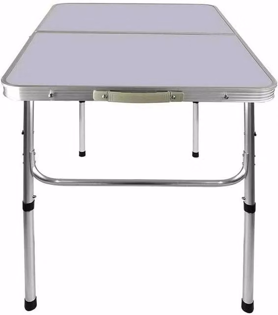 NESTLUNE Foldable Plastic Table in Silver, W/D/H: 100 x 100 x 67 cm