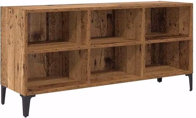 Berkfield Home Old Wood Rustic TV Stand in Brown with Media Compartments and Metal Accents