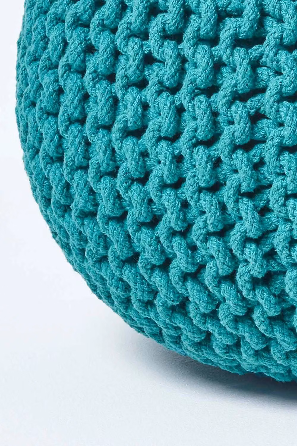Homescapes Round Cotton Knitted Pouffe Footstool in Green – 3