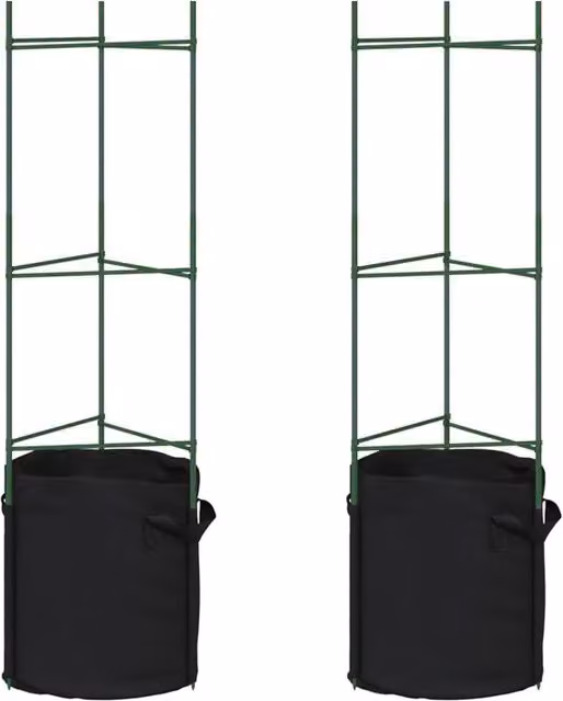 Berkfield Home Tomato Cage with Plant Bag, 2 Piece Set, Green Steel and Plastic, Height: 116 cm