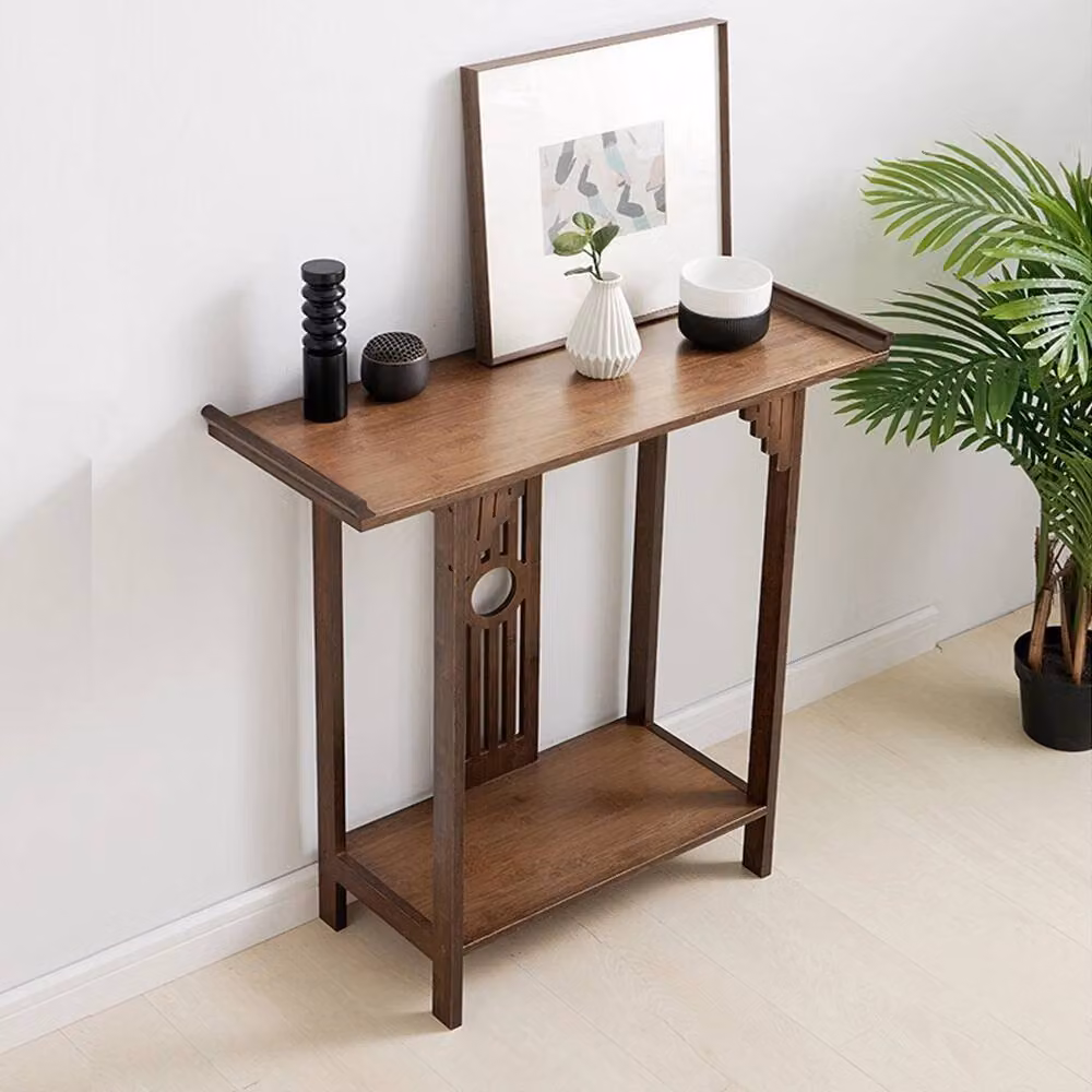 ERGOVEXA Brown Bamboo Wood Console Table for Hallway and Entryway – 3