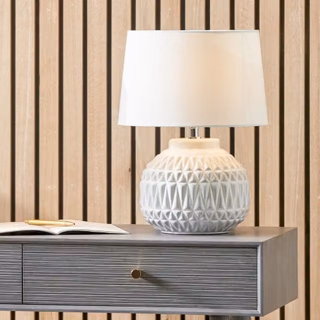 Pacific Lifestyle Aztec Ceramic Tabletop Lamp in White