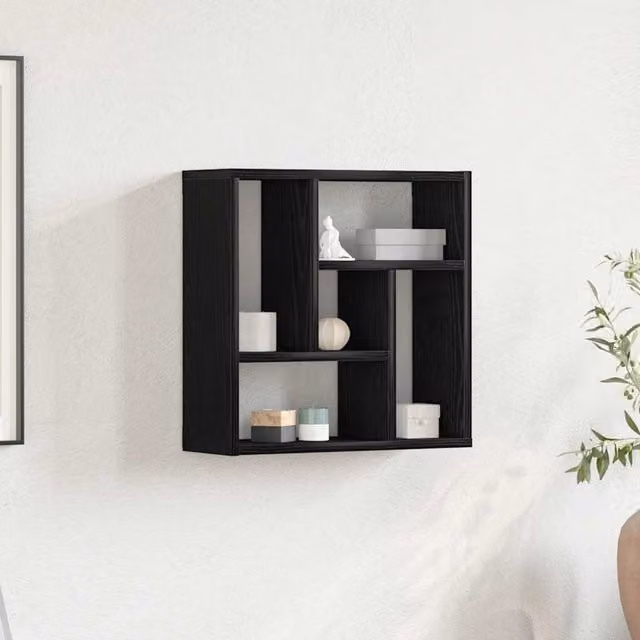 Berkfield Home Wall Mounted Shelf in Black Oak, W/D/H: 45 x 16 x 45 cm – 1