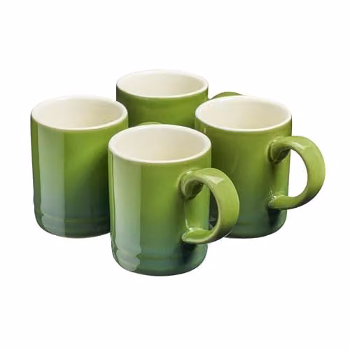 Cooks Professional 4 Piece Espresso Coffee Cup Set, Green Stoneware, 100ml Capacity