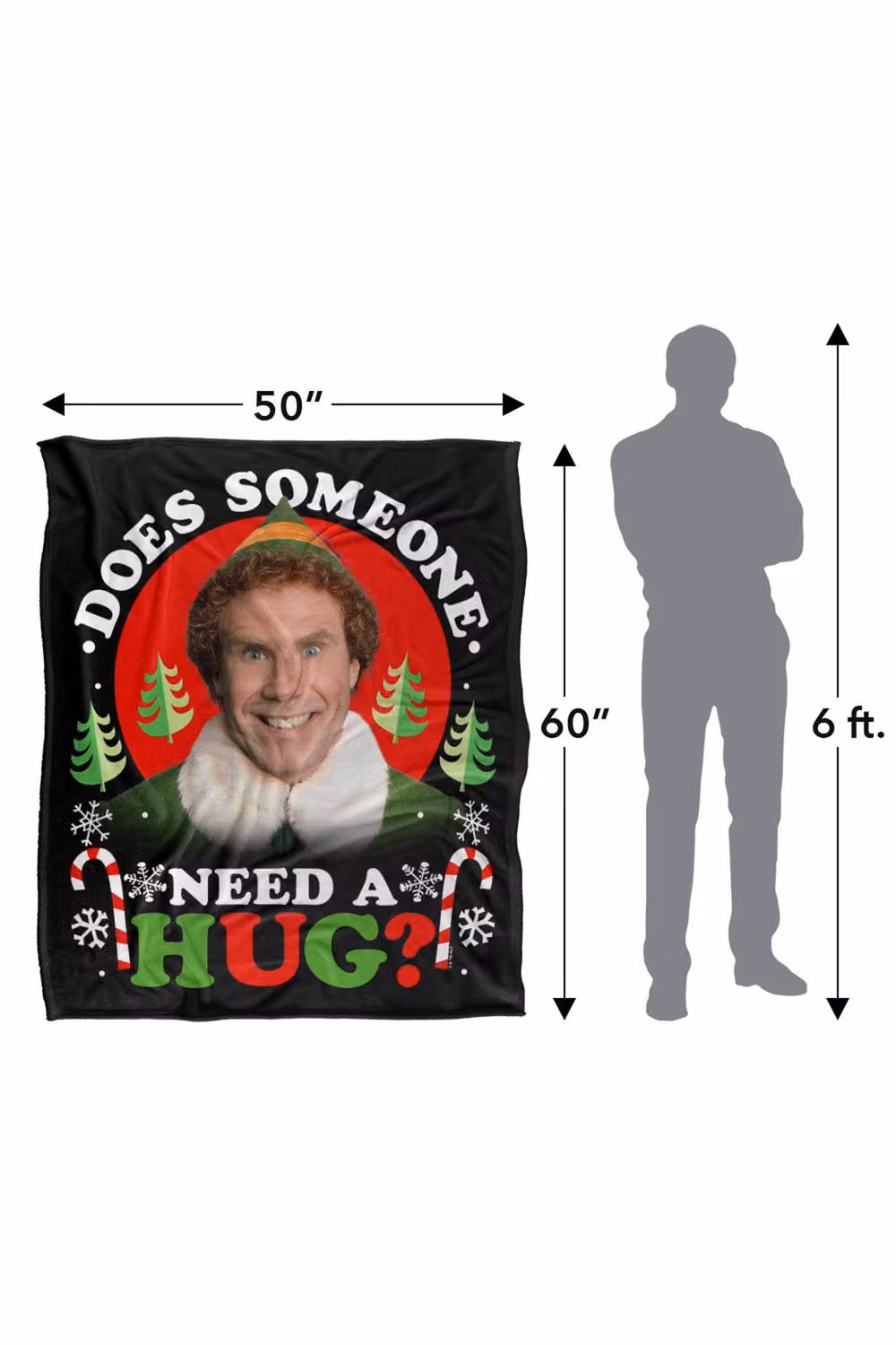 Warner Bros. Elf Does Someone Need A Hug Super Soft Silky Touch Christmas Throw Blanket, Multicolour, Extra Large – 3