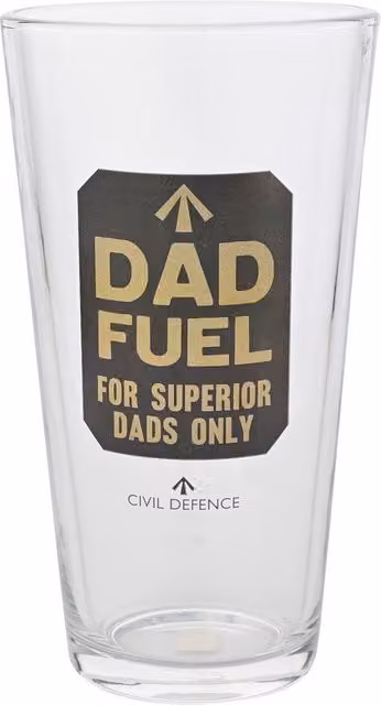 Harvey Makin Civil Defence Dad Fuel Beer Glass, 568 ml, Clear