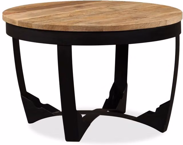 Berkfield Home Round Coffee Table in Brown Solid Rough Mango Wood W: 60 cm, D: 40 cm