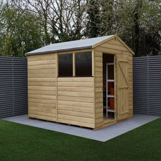 Forest Garden Shiplap Apex Shed with 2 Windows in Green and Brown