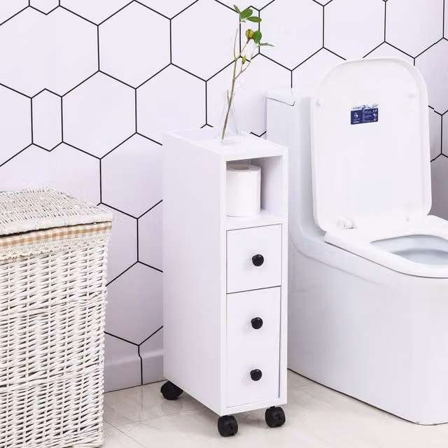 Kleankin Slimline Bathroom Storage Unit in White