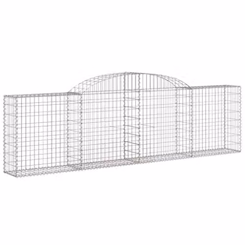 vidaXL Arched Gabion Baskets, 3 Piece Set, Silver Galvanised Steel, W/D/H: 300 x 30 x 80/100 cm – 1