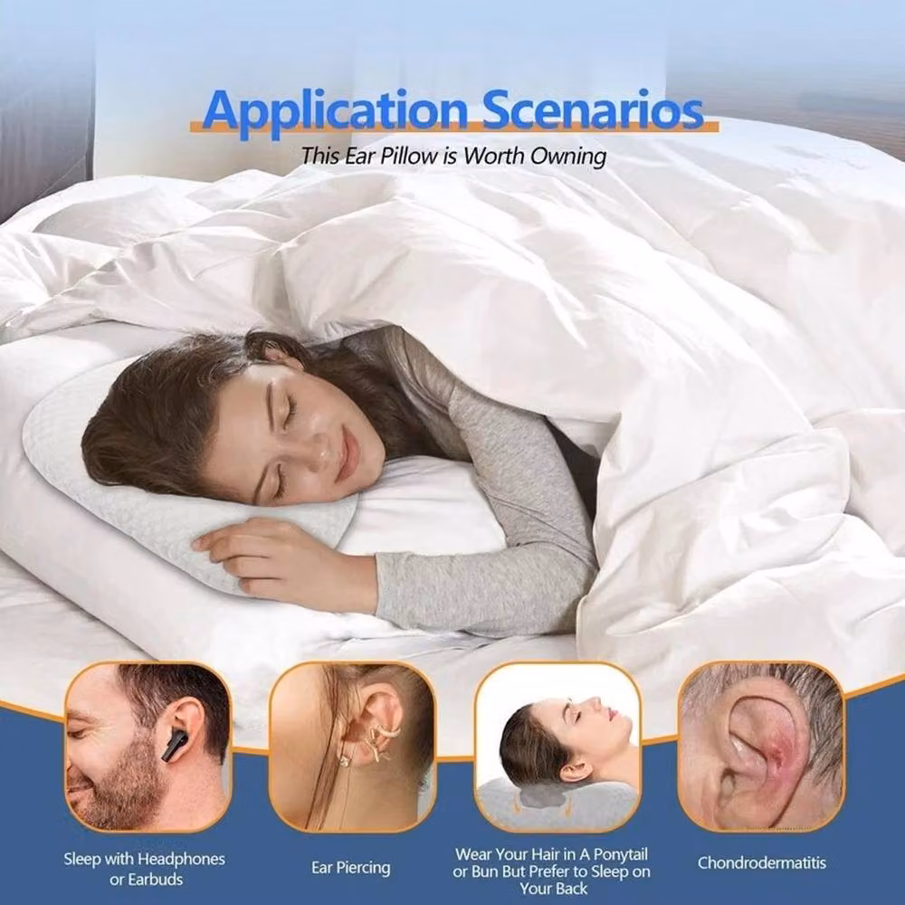 Kelvenix White Single Pillow with Ear Hole for Ear Pain Relief and Removable Cotton Cover – 2