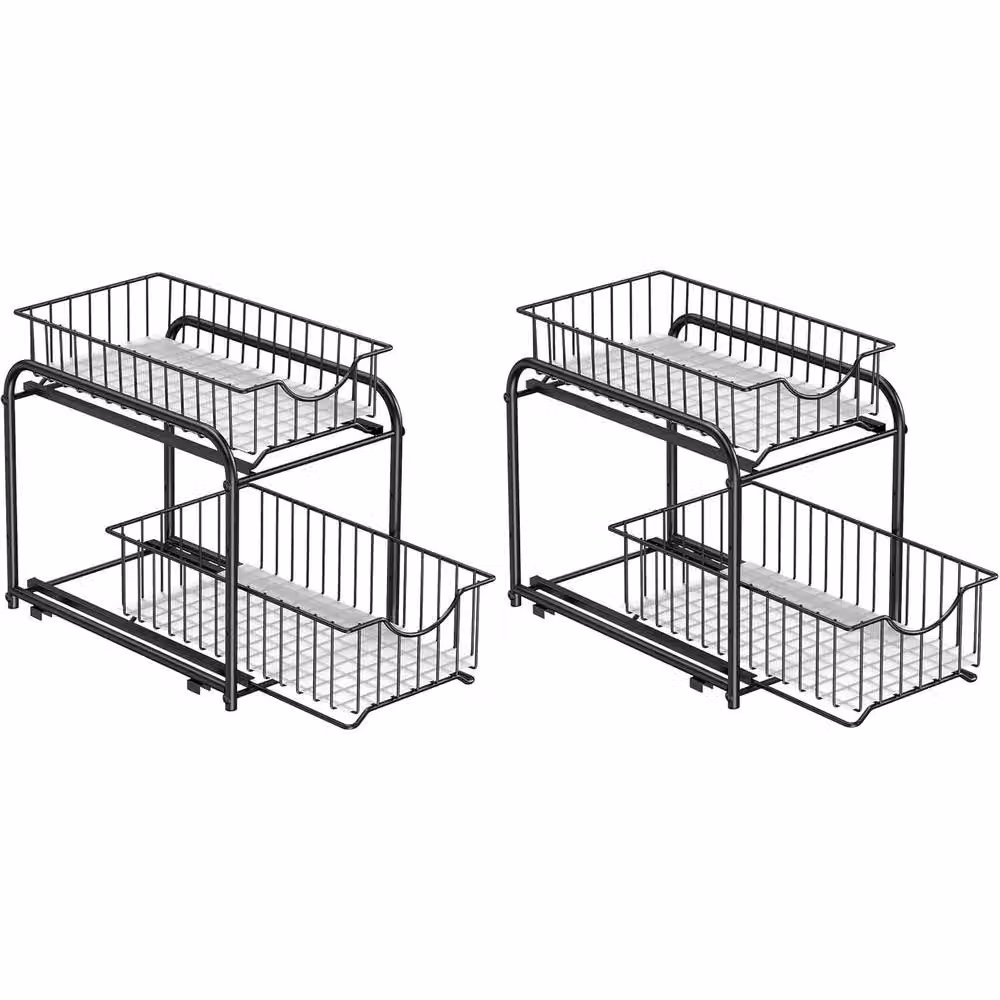 The Bazaarist 2 Tier Under Sink Organizer with Pull Out Drawers, Black – 2