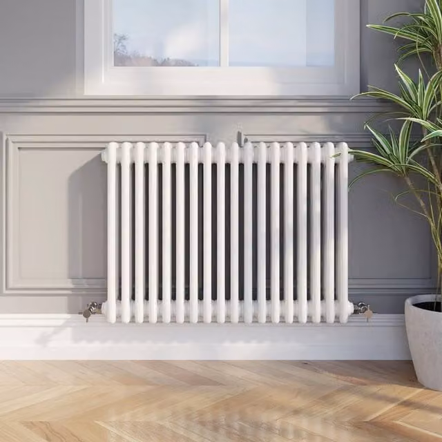 Temprazo Colosseum Double Bar Column Radiator in White, H: 60.5 cm, W: 30 cm, D: 10 cm