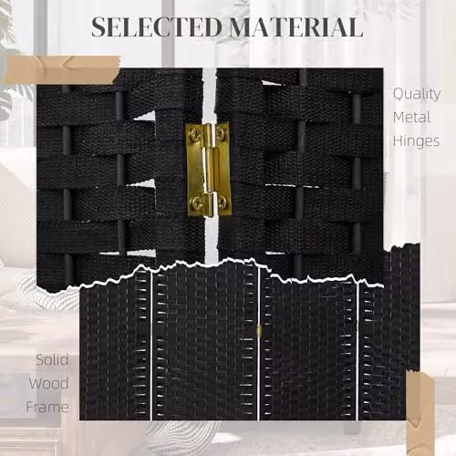HOMCOM 6 Panel Folding Room Divider Privacy Screen in Black, W/H: 240 x 170 cm – 5