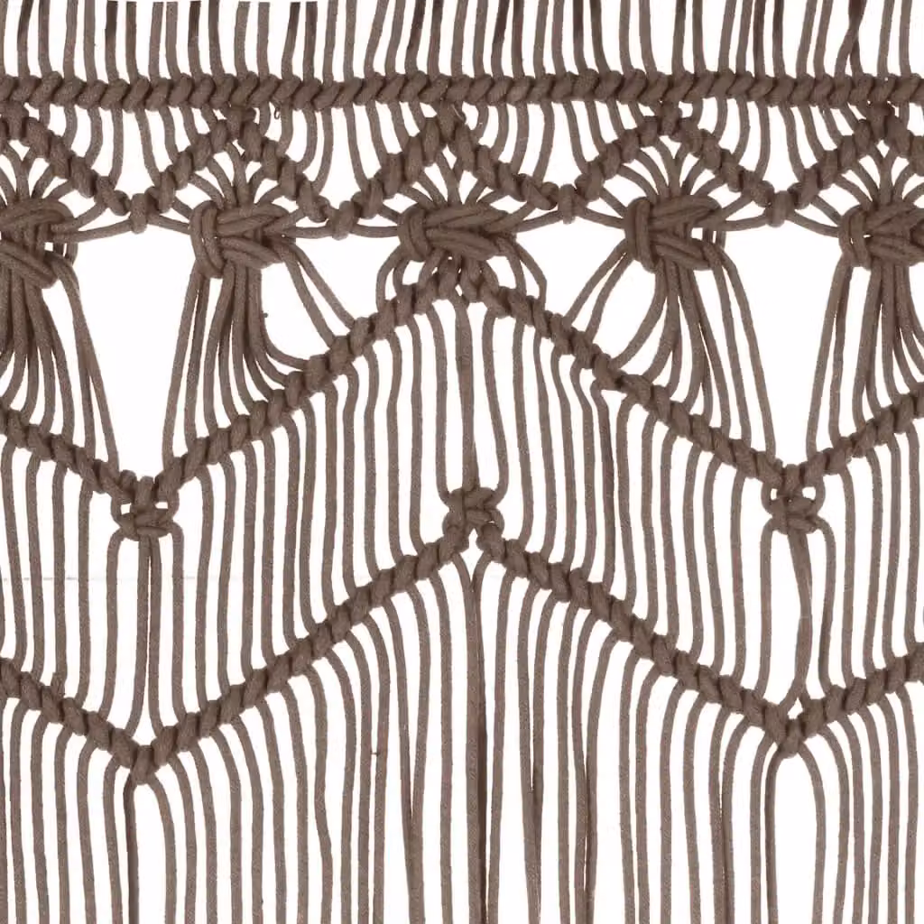 Berkfield Home Macrame Curtain in Taupe, W: 140 cm, H: 240 cm – 3