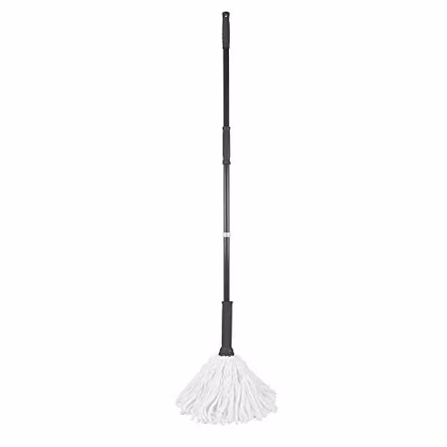 JVL Super-Absorbent Easy Twist Microfibre Floor Mop with Wringer and Scraper, Grey and Turquoise – 1