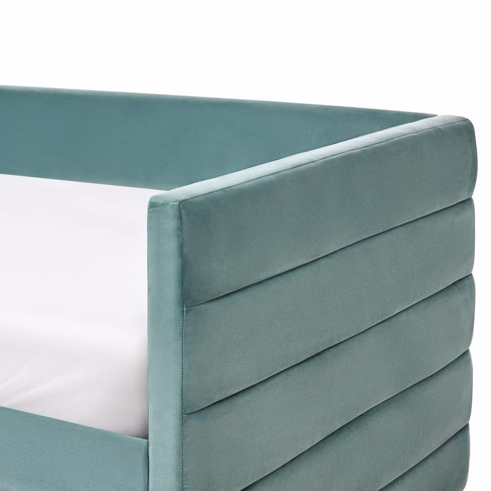 Wyld and Coco Mint Green Velvet Single Daybed with Drawers, W/D/H: 90 x 190 cm – 3