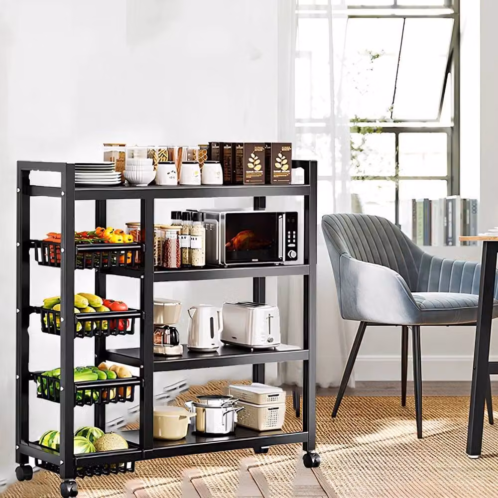 PAWNORA 4 Tier Black Metal Corner Kitchen Pot Rack Stand – 5