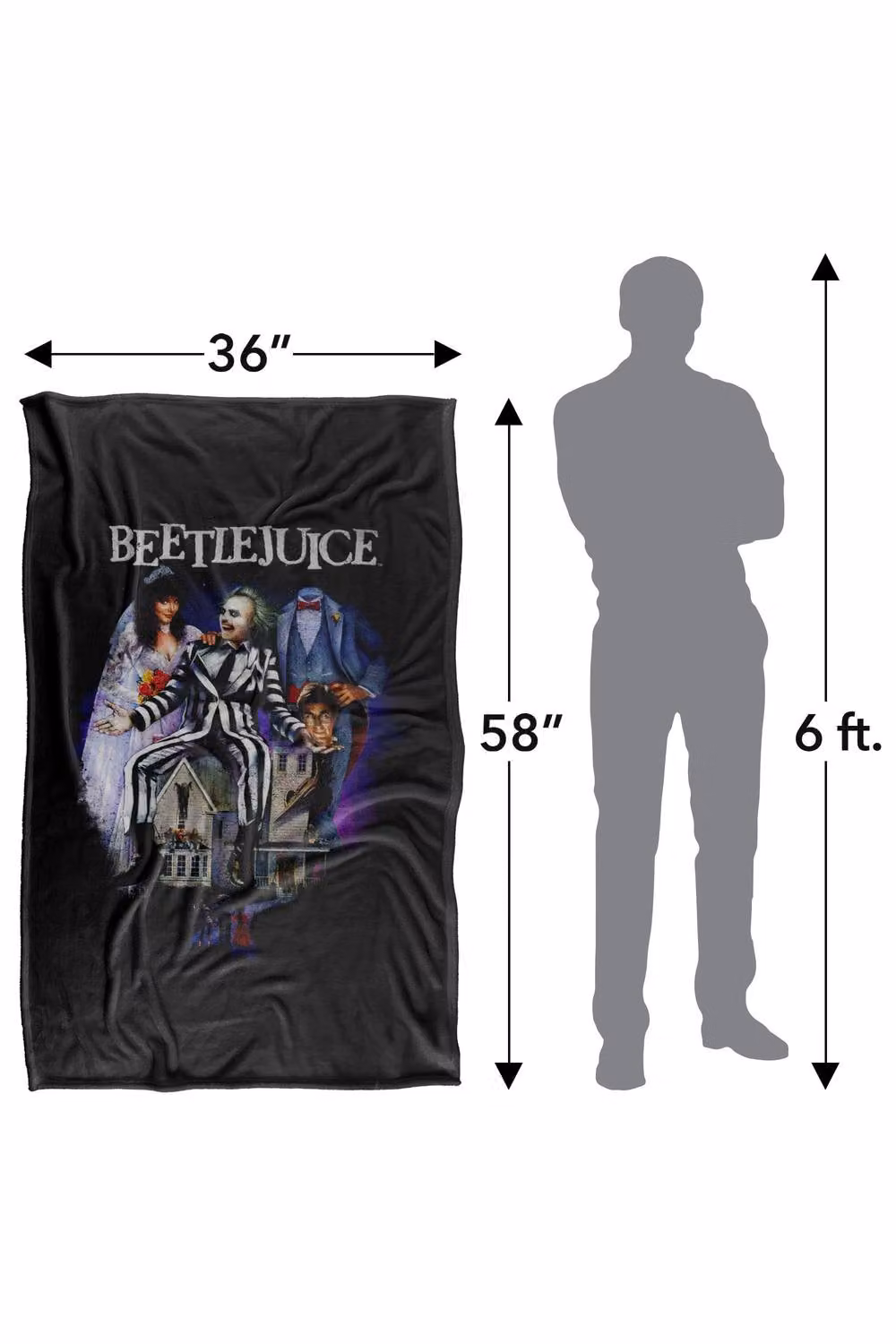 LOGOVISION Beetlejuice 1988 Vintage Poster Super Soft Fleece Throw Blanket, Multicolour, W: 127 cm, D: 152.4 cm – 8