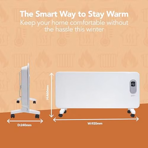 Igenix IG9520WIFI Smart Electric Low Energy 2000W Convector Panel Heater in White, Freestanding or Wall Mounted with WiFi, App Control, Remote Control and Timer – 2