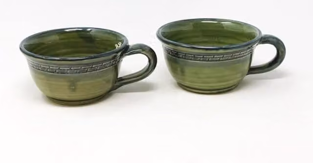 Verano Spanish Ceramics Torres Ferreras Mediterraneo Hand Dipped Stoneware Tea Cups, Set of 2, Green, W: 12 cm, H: 6.5 cm – 1