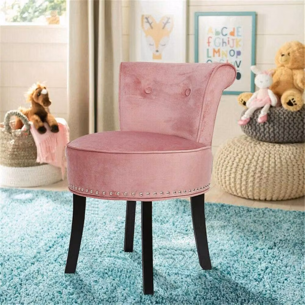 Kelvenix Oyster Pink Velvet Accent Occasional Armchair with Solid Wood Frame – 3