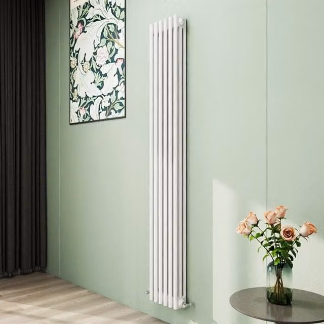 AicaBathroom Vertical Traditional Cast Iron Style 3 Column Radiator in White, H 180 cm x W 29 cm x D 29 cm
