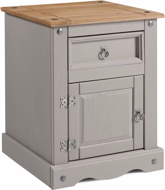 Mercers Furniture Corona Pot Large Solid Wood Pine Bedside Cabinet in Grey