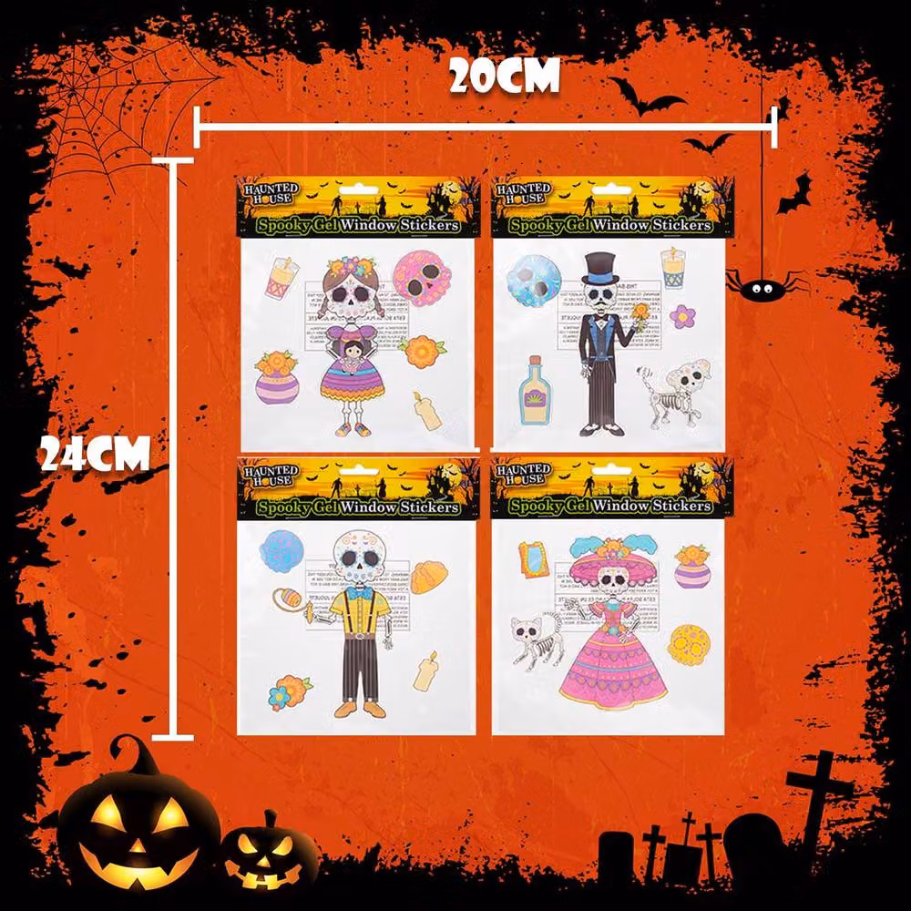VFM e-Store Halloween Day Of The Dead Gel Window Stickers, 4 Pack, Multicolour – 2