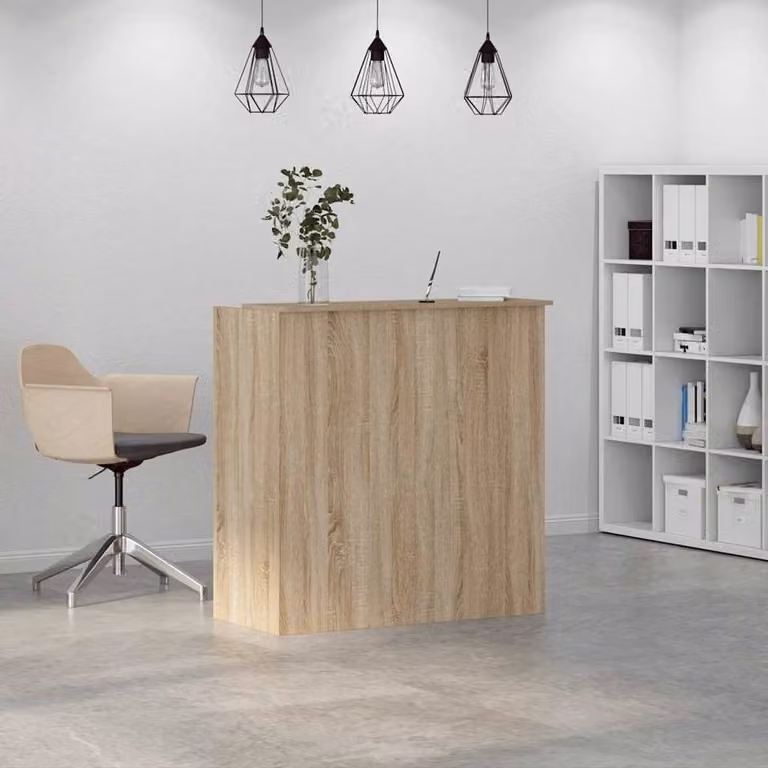 Berkfield Home Sonoma Oak Reception Desk in Beige, W: 100 cm, D: 50 cm, H: 103.5 cm