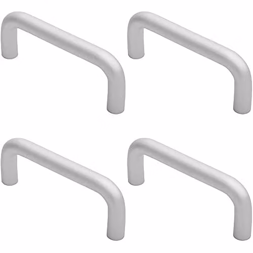 Loops 4 Pack Rounded D Shaped Bar Handle in Brushed Silver Aluminium, 150mm