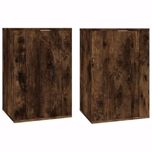vidaXL 2 Piece Wall-mounted TV Cabinet Set in Smoked Oak, W/D/H: 40 x 34.5 x 60 cm
