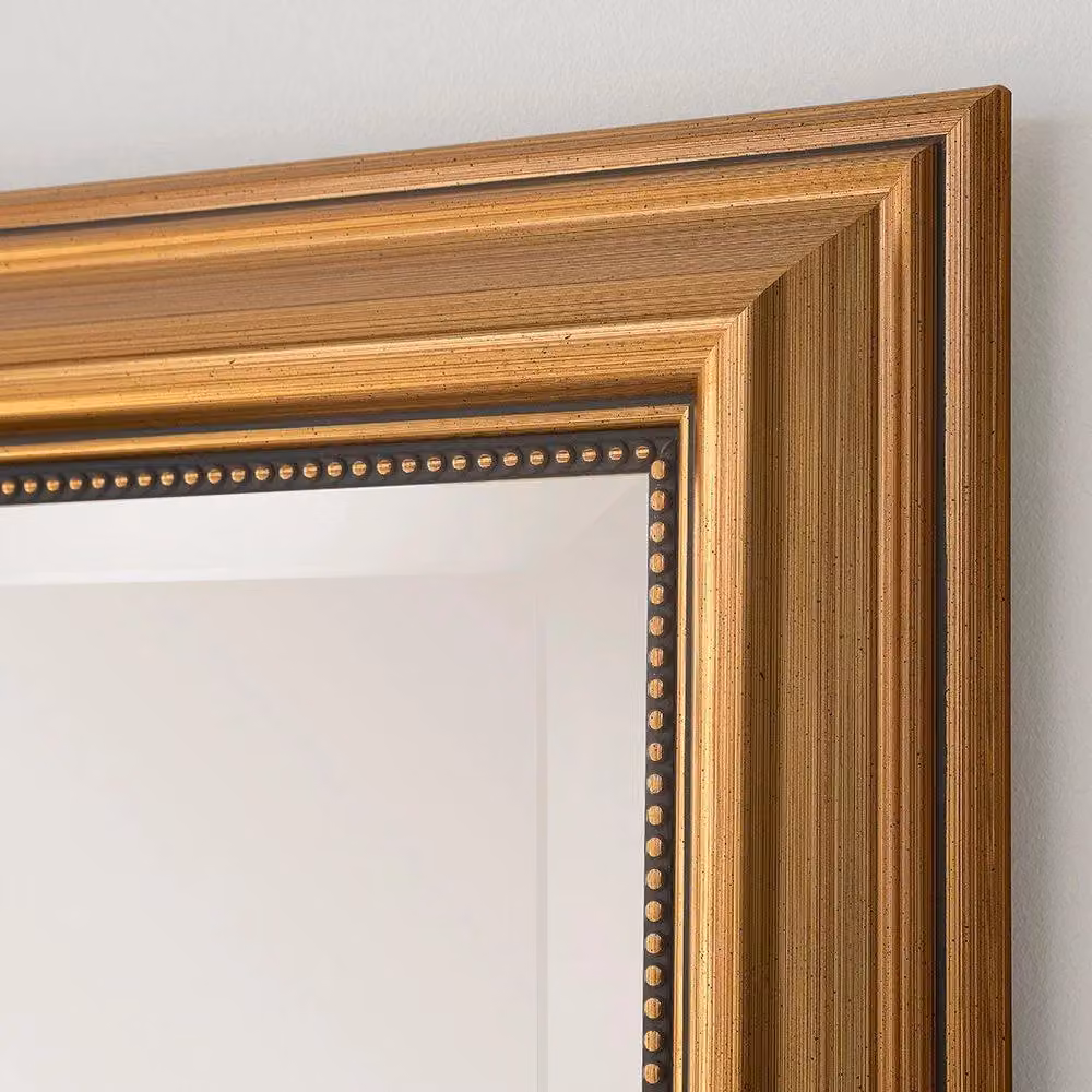 Yearn Mirrors Classic Gold Beaded Rectangular Wall Mirror, H 131 x W 47 cm – 2