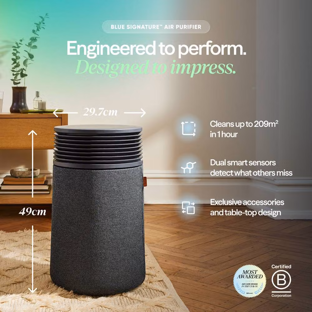 Blueair Blue Signature Medium Air Purifier in Dark Blue with App Control and Activated Carbon Filter – 2