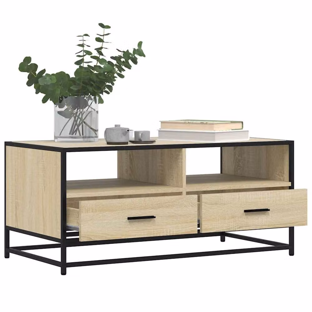 Berkfield Home Sonoma Oak Coffee Table in Beige, W/D/H: 100 x 50 x 45 cm – 3