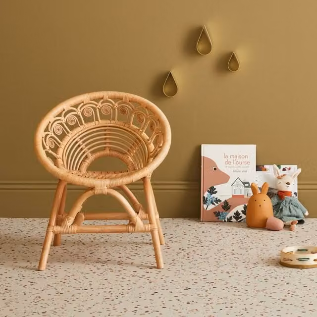 sweeek Vintage Rattan Chair in Brown with Armrests W/D/H: 46 x 39.5 x 55 cm – 1