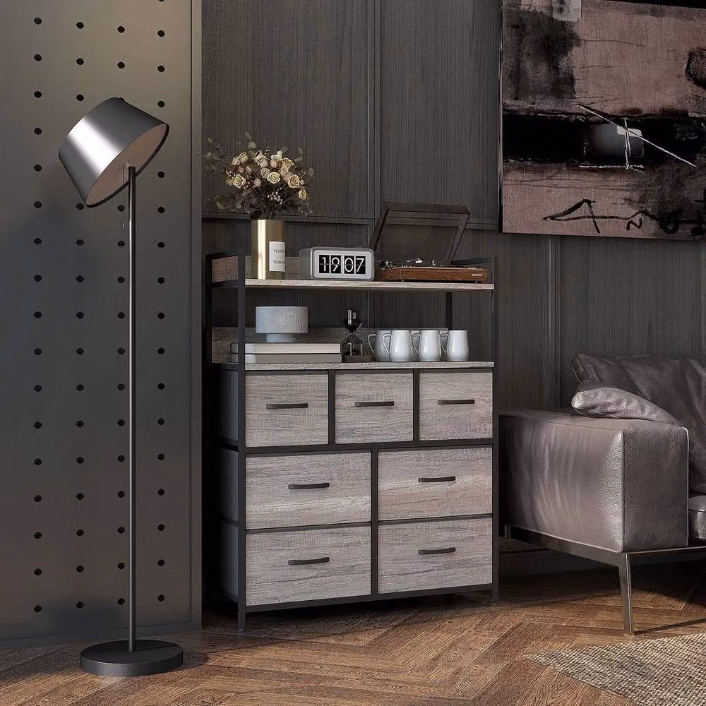 NESTLUNE 7 Drawer Bedroom Chest of Drawers with Shelves in Black – 4
