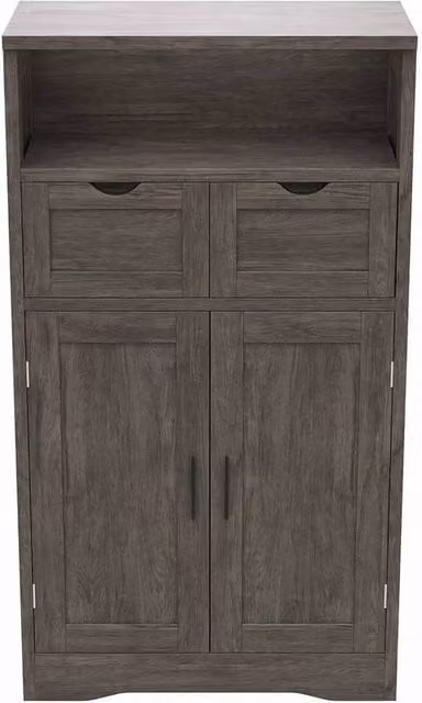 KORVIXA Modern Grey Storage Cabinet with 2 Drawers and 2 Doors – 1