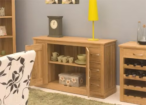 Baumhaus Oak Six Drawer Sideboard in Brown – 2