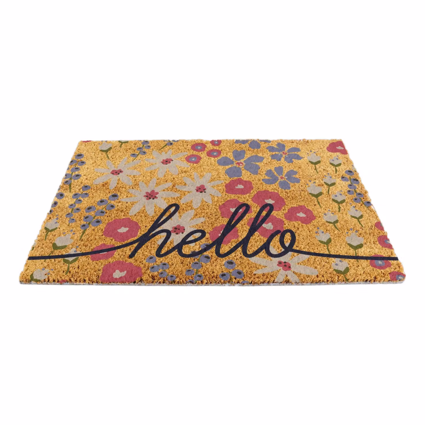 Artsy Mats Hello Scribbly Floral Coir Doormat in Brown and Multicolour, W: 60 cm, D: 40 cm – 4