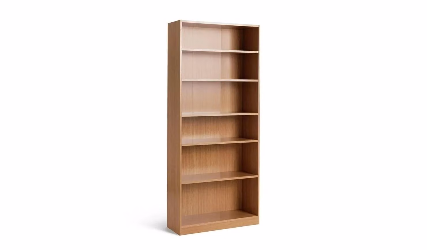 Cheap Furniture Warehouse Maine Deep Bookcase in Oak Effect Brown with Adjustable Shelves, H 180 x W 78 x D 29 cm