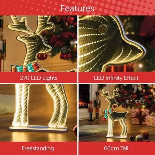 The Christmas Workshop Reindeer Infinity Double-Sided Multi-Coloured Christmas Light, Height: 60 cm – 2