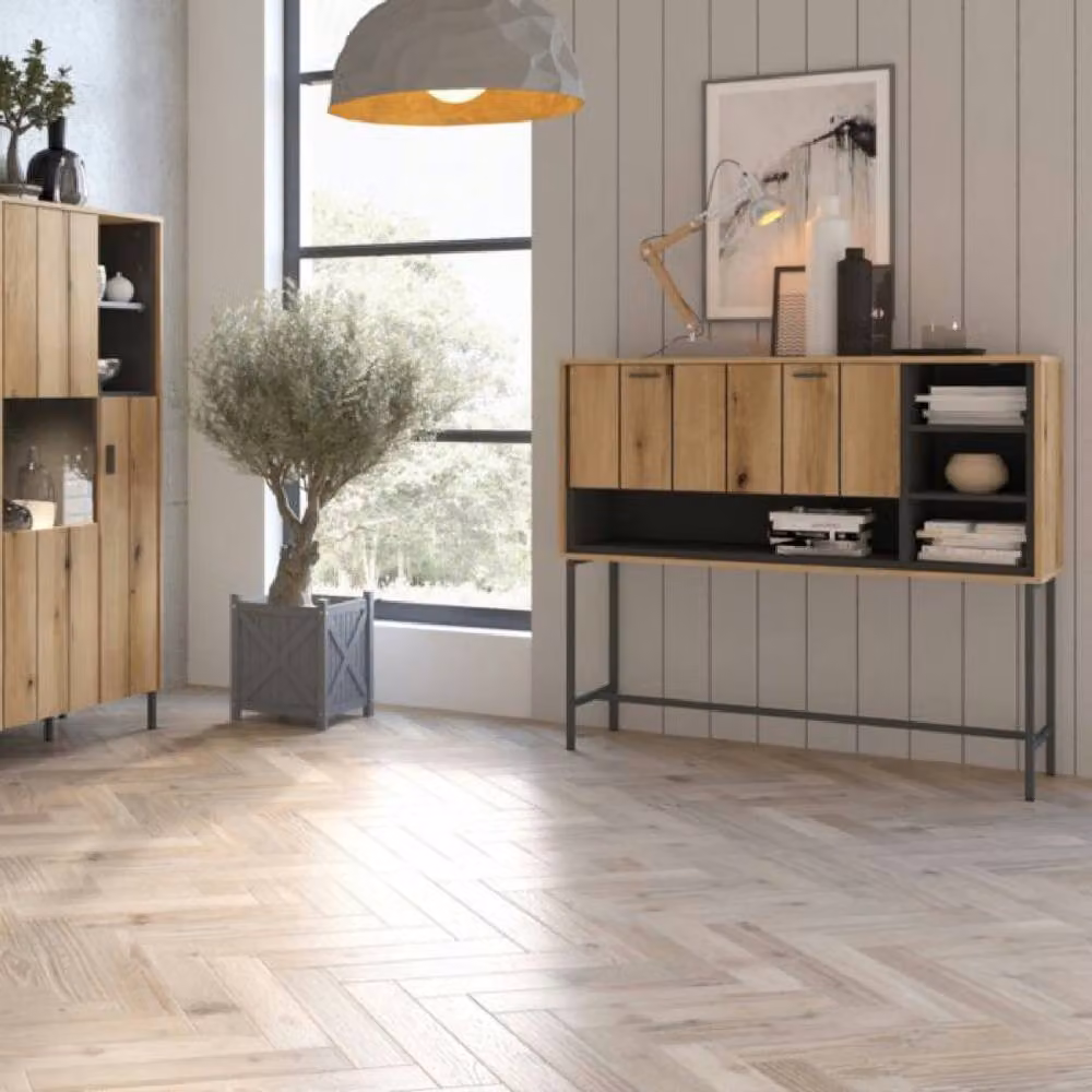 netfurniture Soho Bar Table with 1 Flap in Oak and Grey Brown – 3