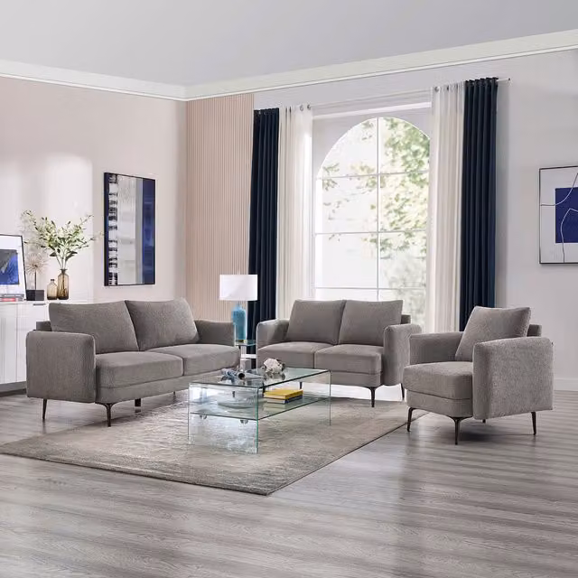 More4Homes Sofia Scandi Style 2 Seater Fabric Sofa Set in Mocha